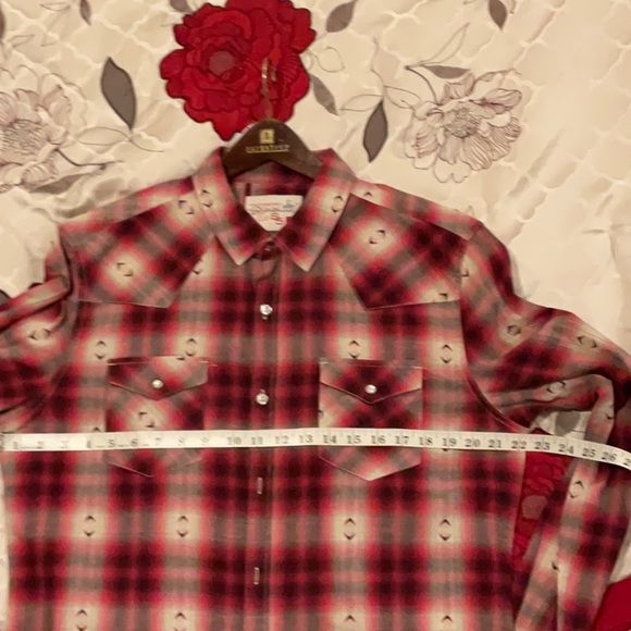 Western Shirt JNCO Crown Brand Size L Western Cut Red Plaid L/S Button Down - Picture 5 of 8